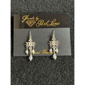 Park Lane EXQUISITE Pierced Earrings White Cats Eye and Aurora Borealis J199